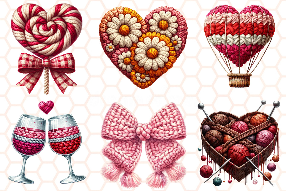 Valentine Faux Crochet Png Bundle, an Illustration by RobertsArt (Photo 6 of 10)