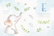 Lovely Blue Elephants Watercolor Set, an Animal Illustration by everysunsun (Thumbnail 4 of 5)