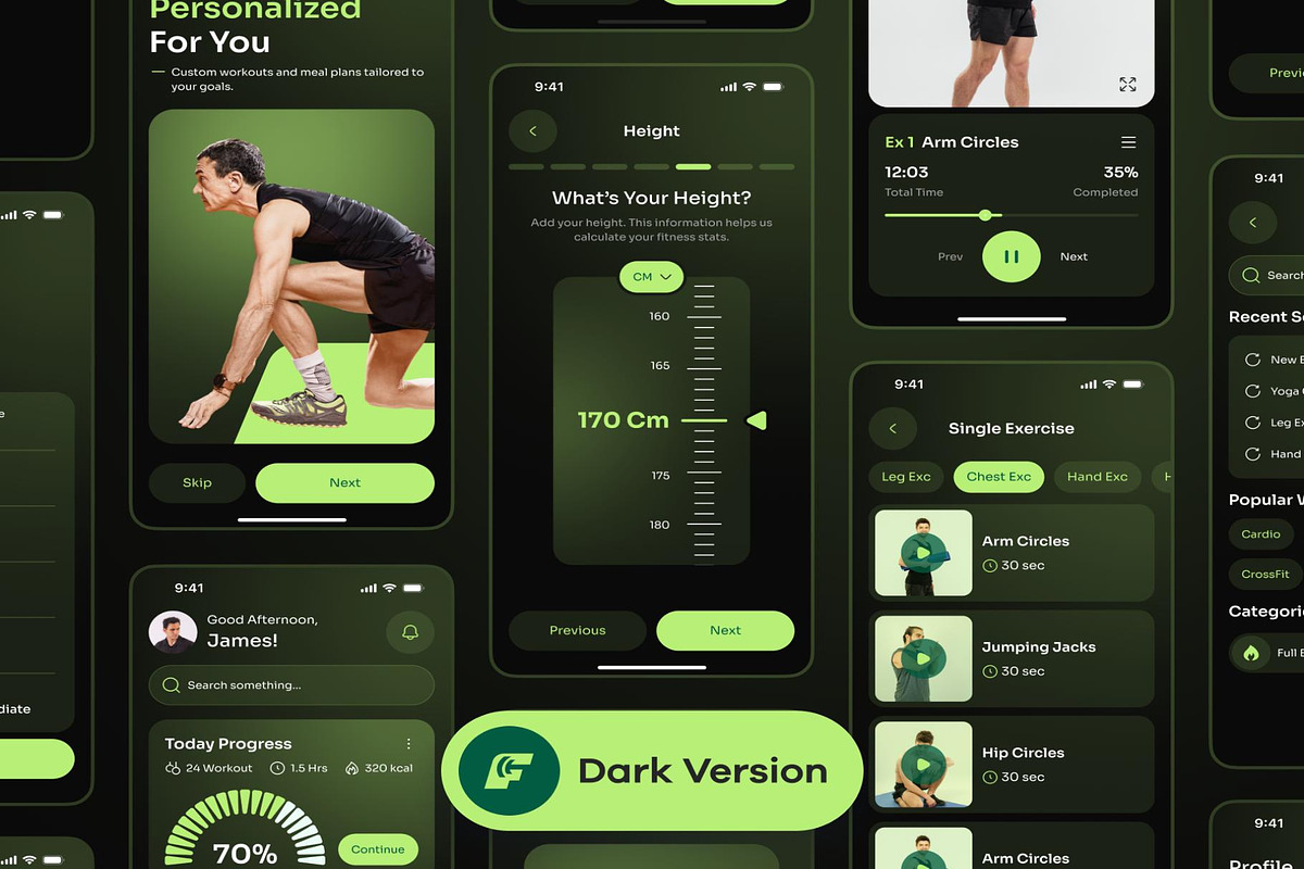 Fitness App UI Kit, an UI Kit Template by Creative Perspective (Photo 3 of 6)