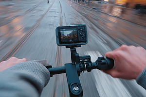 Fast city street ride POV camera vie, a Photo by Pixeness Studio