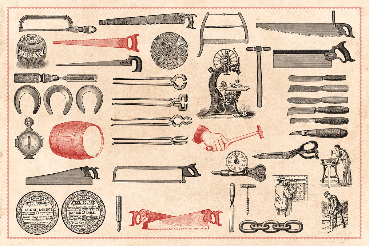 120 Vintage Tools & Craft, an Illustration by Brigantine Designs (Photo 6 of 7)