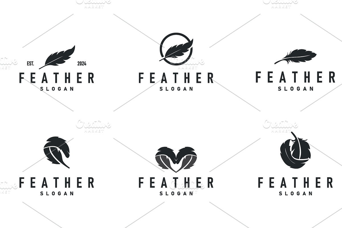 feather logo design, simple black, a Branding & Logo Template by Maylianaw28