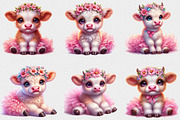 Watercolor Cute Pink Cows clipart, a Seasonal Illustration by Craft Nest (Thumbnail 2 of 6)