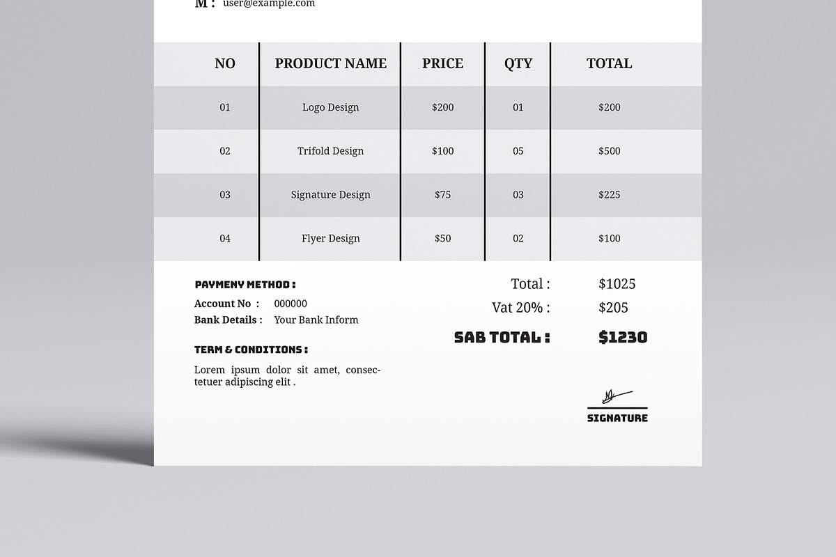 Simple Invoice Layout, a Stationery Template by MightyDesign (Photo 5 of 8)