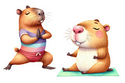 Capybaras yoga PNG collection, an Animal Illustration by Whimsy Brush Studio (Thumbnail 5 of 9)