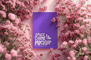 Post Card Mockup With Dried Flowers