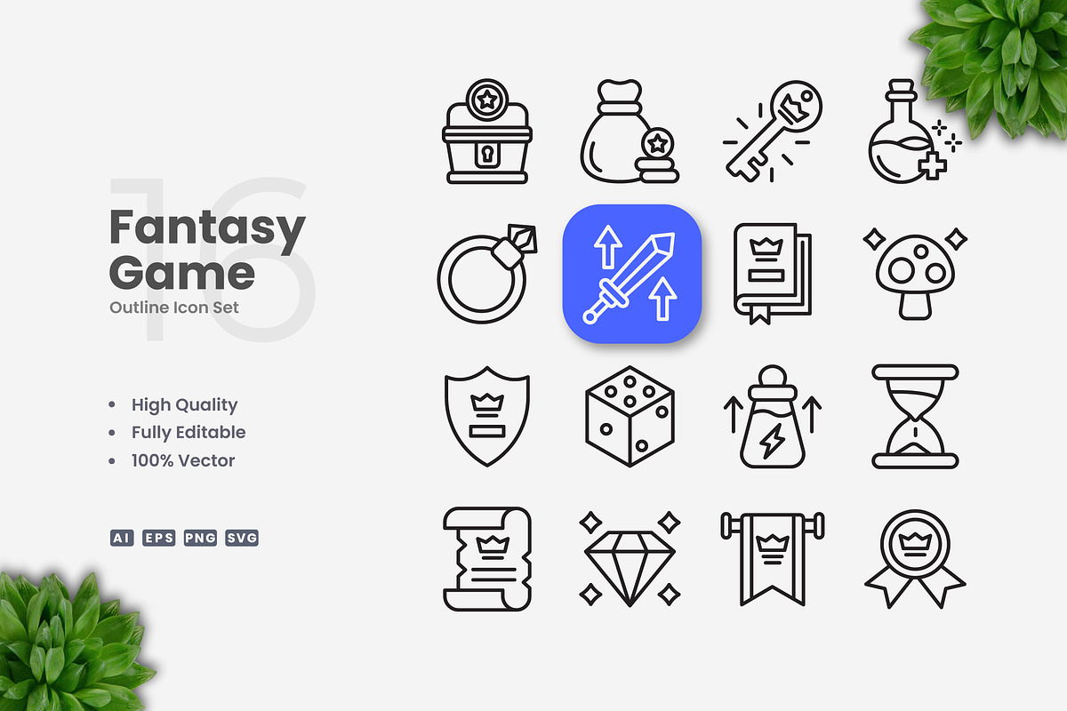 Fantasy Game Outline Icons, an Outline Icon by Upnowgraphic