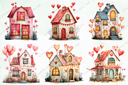Watercolor Valentine House Clipart, an Illustration by Creative Art (Thumbnail 4 of 9)