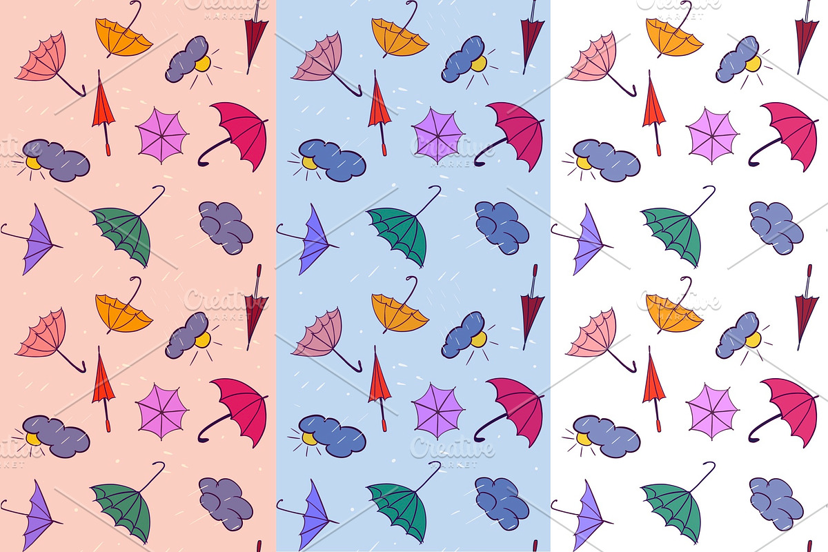 Seamless pattern Happy Umbrellas JPG, an Illustration by NatArt (Photo 2 of 4)