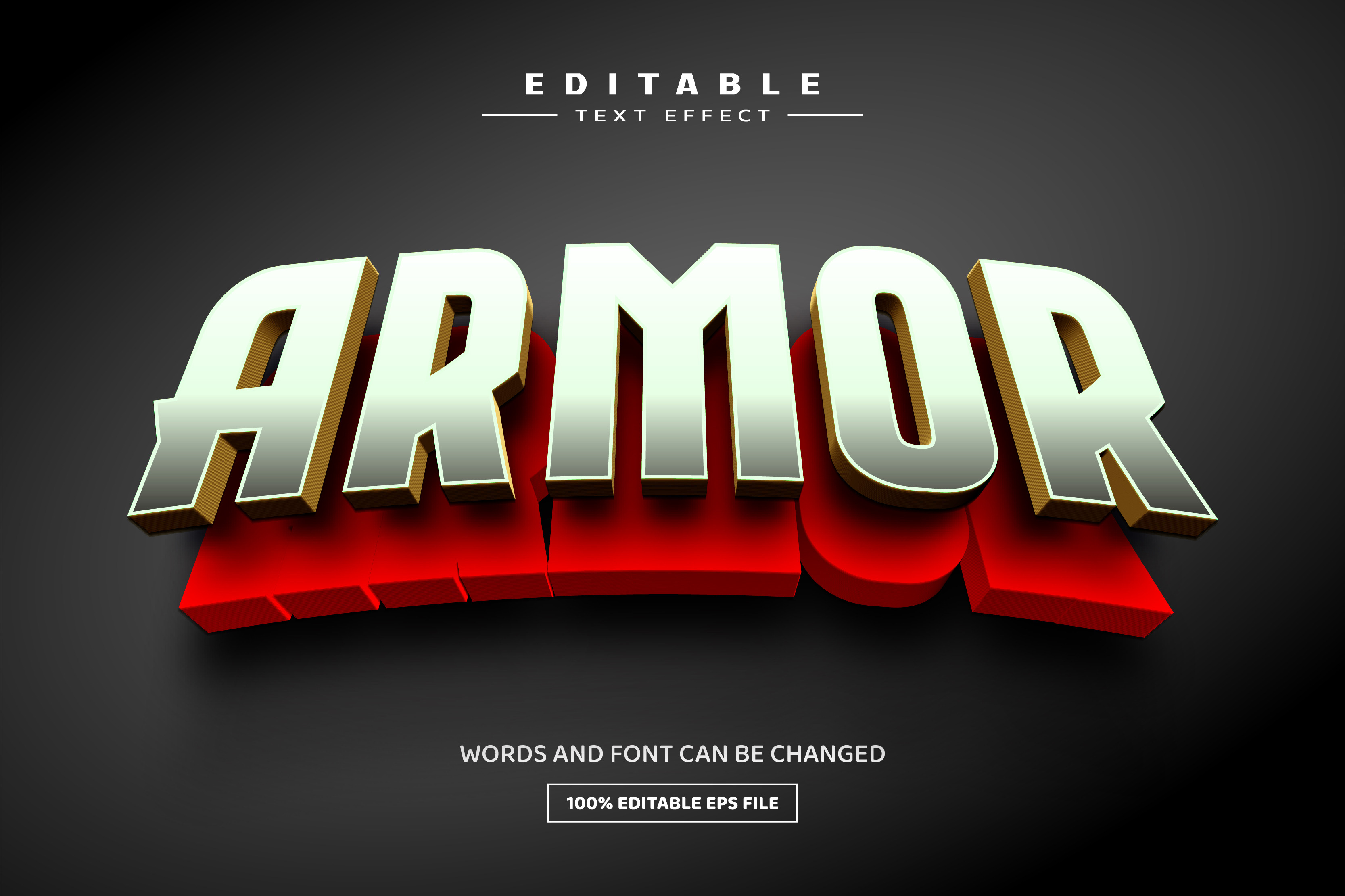 Armor 3D editable text effect