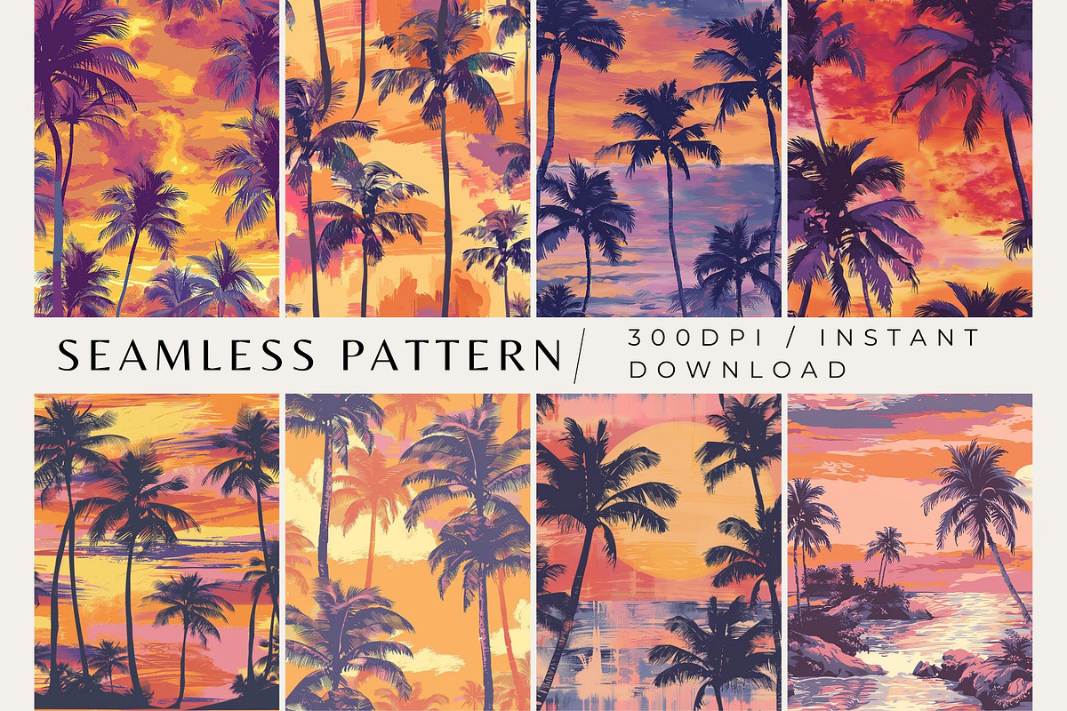 8 Sunset Serenade Seamless Patterns, a Pattern Graphic by Inknfolly (Photo 1 of 3)