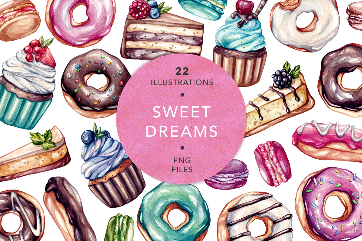 Sweet Dreams. Watercolor Sweets, a Food Illustration by Olga Olmix (Photo 1 of 12)