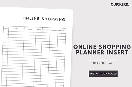 Online Shopping Tracker Printable