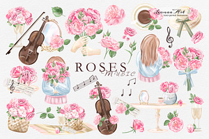 Roses Music Clipart Set