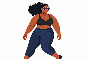 Plus-size woman walking at street wearing modern outfit, a Person Illustration by DanFLCreativo