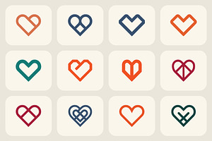 Minimalist Heart Logo Icon Set, a Branding & Logo Template by Vectorium Studio