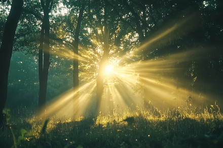 Sunlight filtering through trees cre, a Photo by Iftikhar Alam