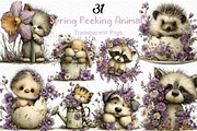 Spring Peeking Animals Clipart, an Illustration by Craft Nest (Thumbnail 1 of 12)