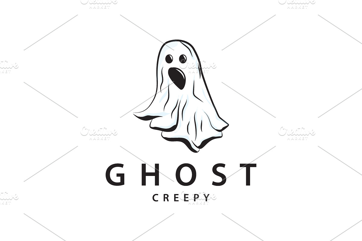 Spooky Ghost Logo Simple Halloween, a Branding & Logo Template by Maylianaw28