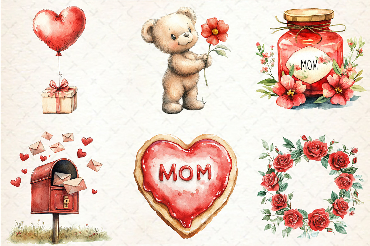 Red Mother's Day Clipart, a Seasonal Illustration by Rose Art (Photo 3 of 4)