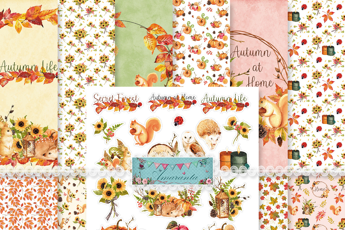 Autumn Life No-Ai Woodland Scrap Kit, a Pattern Graphic by MadeByAmaranta (Photo 1 of 10)