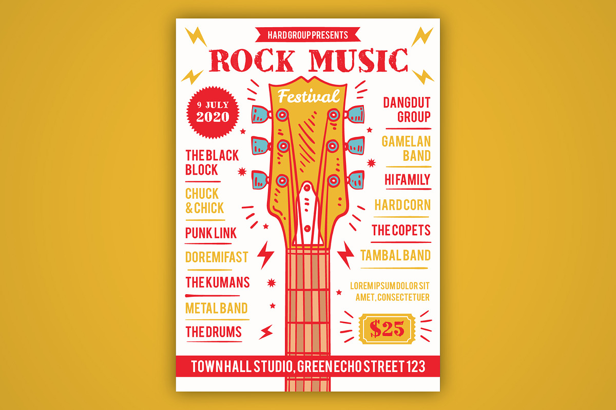 Rock Music Festival Flyer, a Flyer Template by serapika (Photo 1 of 3)