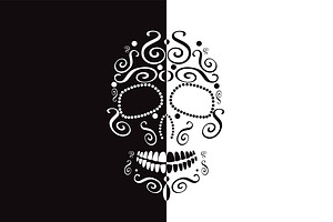 Skull Vector Two Colors White