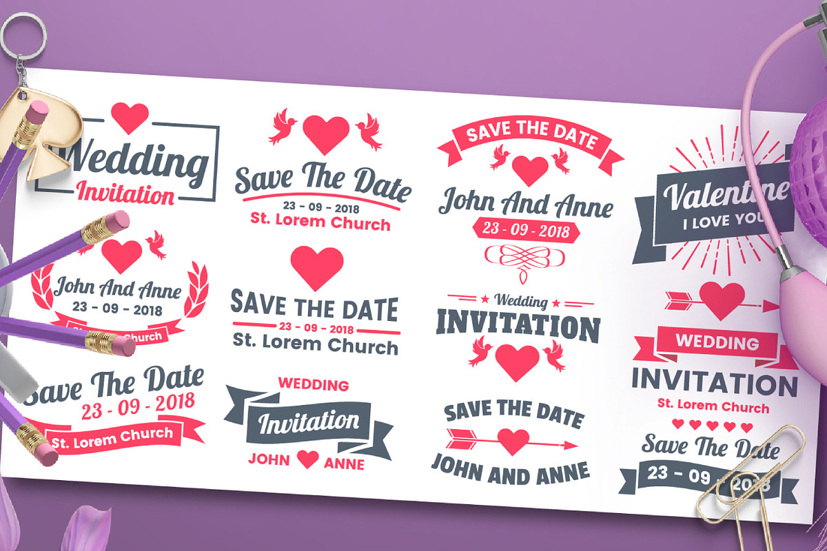 43 WEDDING VINTAGE BADGE & RIBBON, an Invitation Template by Toonsteb (Photo 11 of 14)