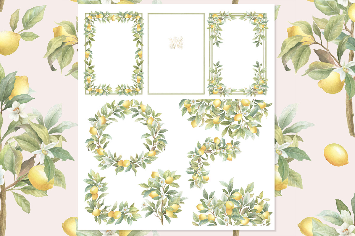 Lemon Watercolor Amalfi Collection, a Decorative Illustration by WonderWonder (Photo 8 of 18)