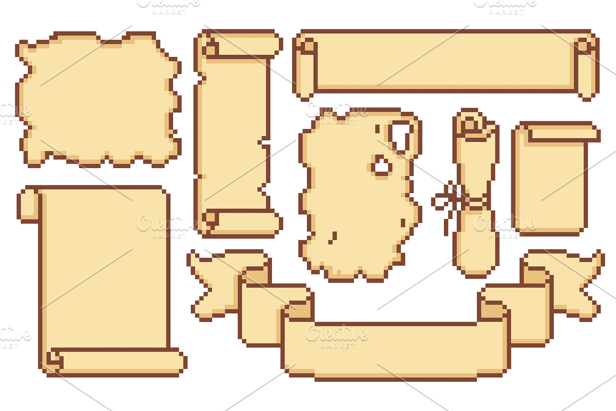 Pixel art game scrolls, vintage, an Object Illustration by art PVP - market