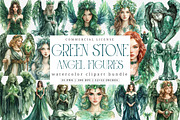 Green Stone Angel Figures PNG, an Illustration by SinaCreation (Thumbnail 1 of 7)
