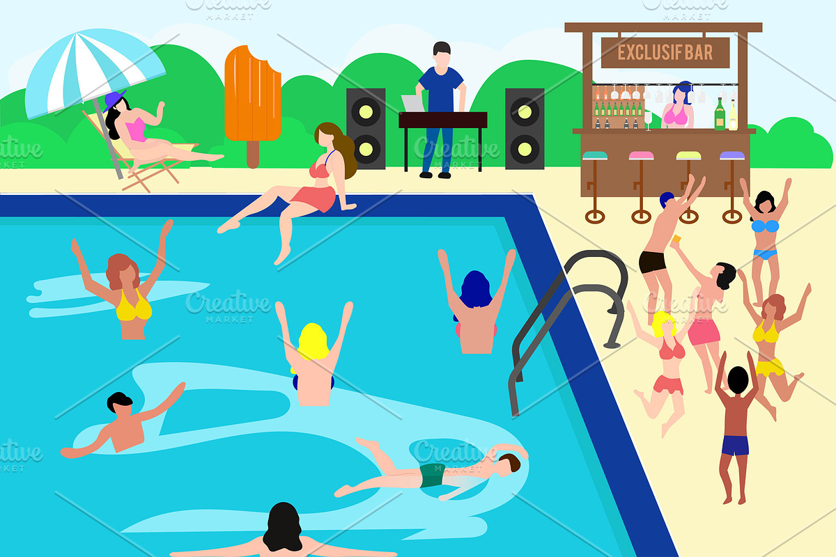 Summer Pool People Set, a Graphic by bungamustia