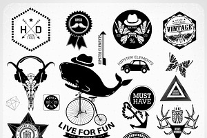 Hipster Label, Icon, Elements Set