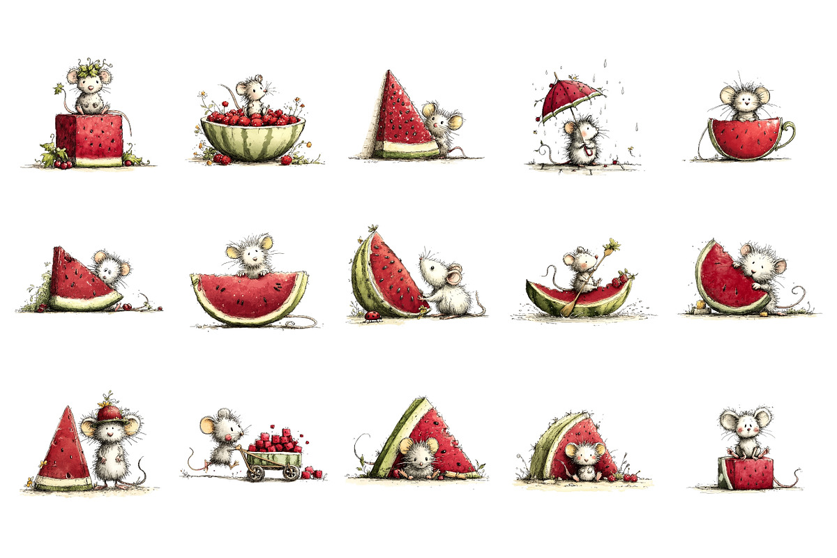 Whimsical Watermelon Mouse PNG, a Seasonal Illustration by Nicolle's Colorful Art (Photo 4 of 4)