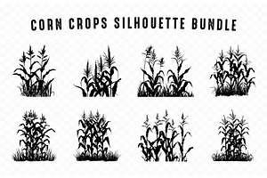 Corn Stalk Silhouette SVG Vector Set, a Finance Illustration by Gfx Expert Team