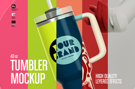 Premium Tumbler Mockup with Hand