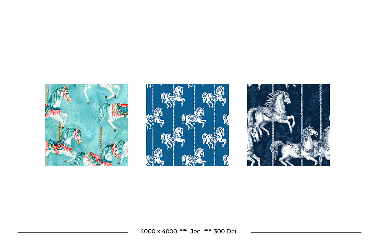 Carousel Horse Retro Art Designs, a Pattern Graphic by karenfoleyphoto (Photo 6 of 7)