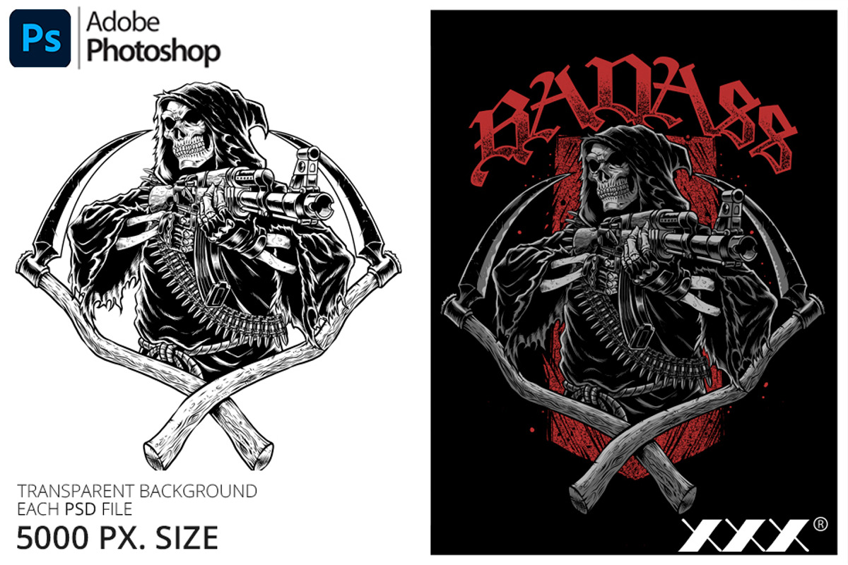 Skull Bas Ass T-Shirt Design, an Illustration by XXX (Photo 2 of 2)