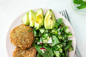 Quinoa cutlets and mixed salad, a Food & Drink Photo by Pundateam
