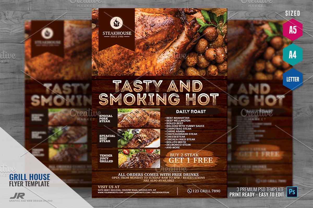 Barbecue Restaurant Flyer, a Flyer Template by PSDPixel (Photo 1 of 5)