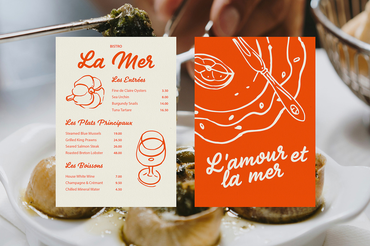 La Mer Mediterranean Seafood Graphic, a Food Illustration by Volha Studio (Photo 12 of 15)