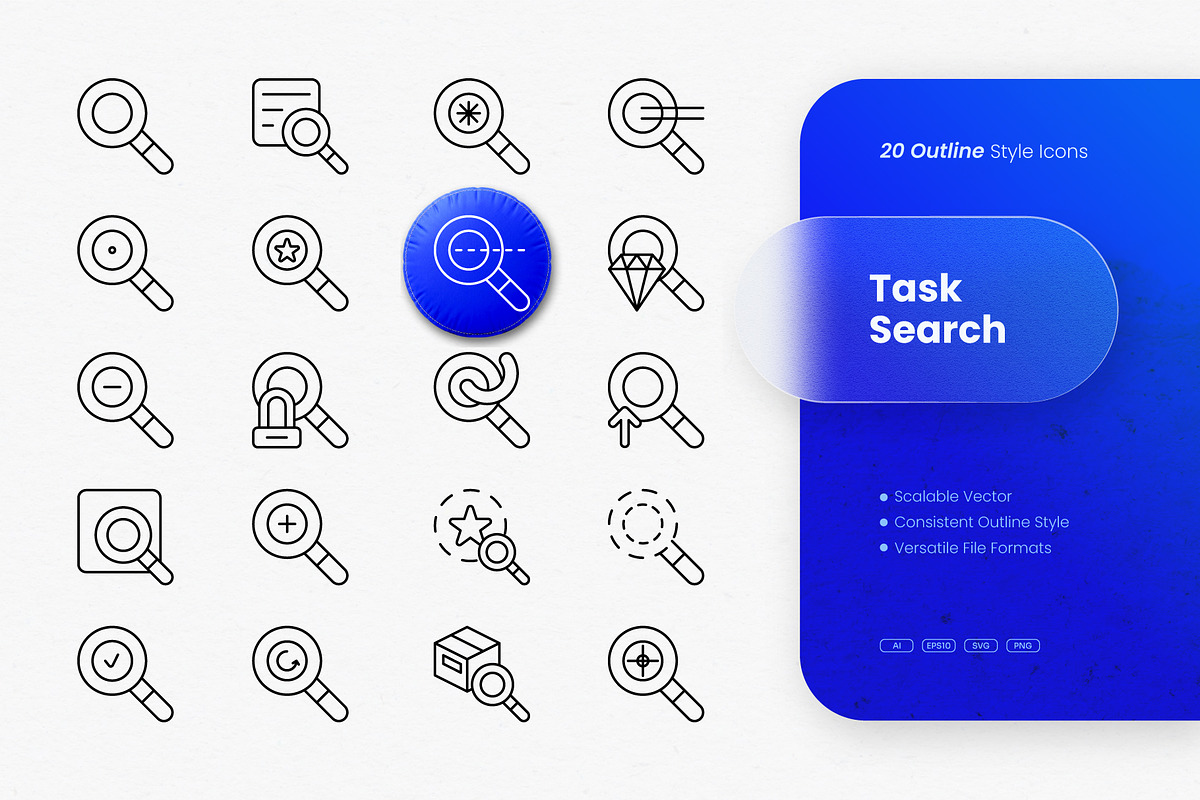 Task Search Outline Icons, an Outline Icon by cidcud_graphic (Photo 1 of 3)