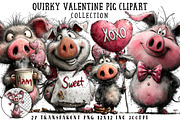Quirky Valentine Pig Clipart, an Illustration by OK Design (Thumbnail 1 of 6)