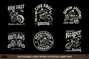 Skeleton Biker Vector Badge Bundle, a Transportation Illustration by Mutant Lagoon (Thumbnail 2 of 4)