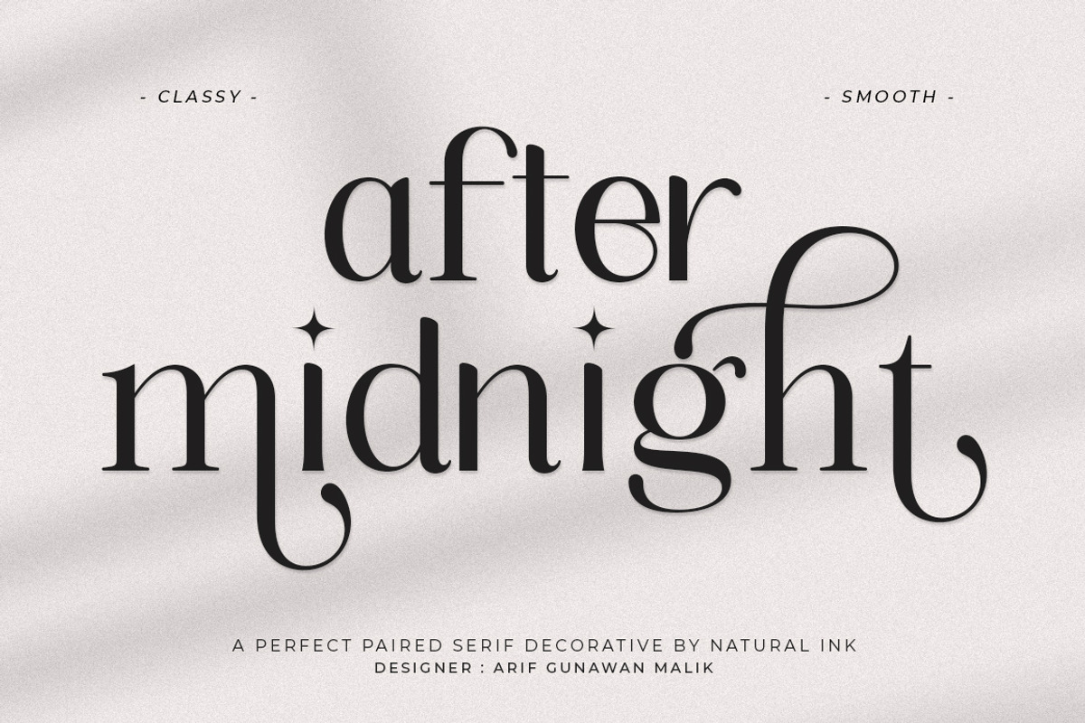 After Midnight, a Serif Font by Natural Ink Studio (Photo 1 of 10)
