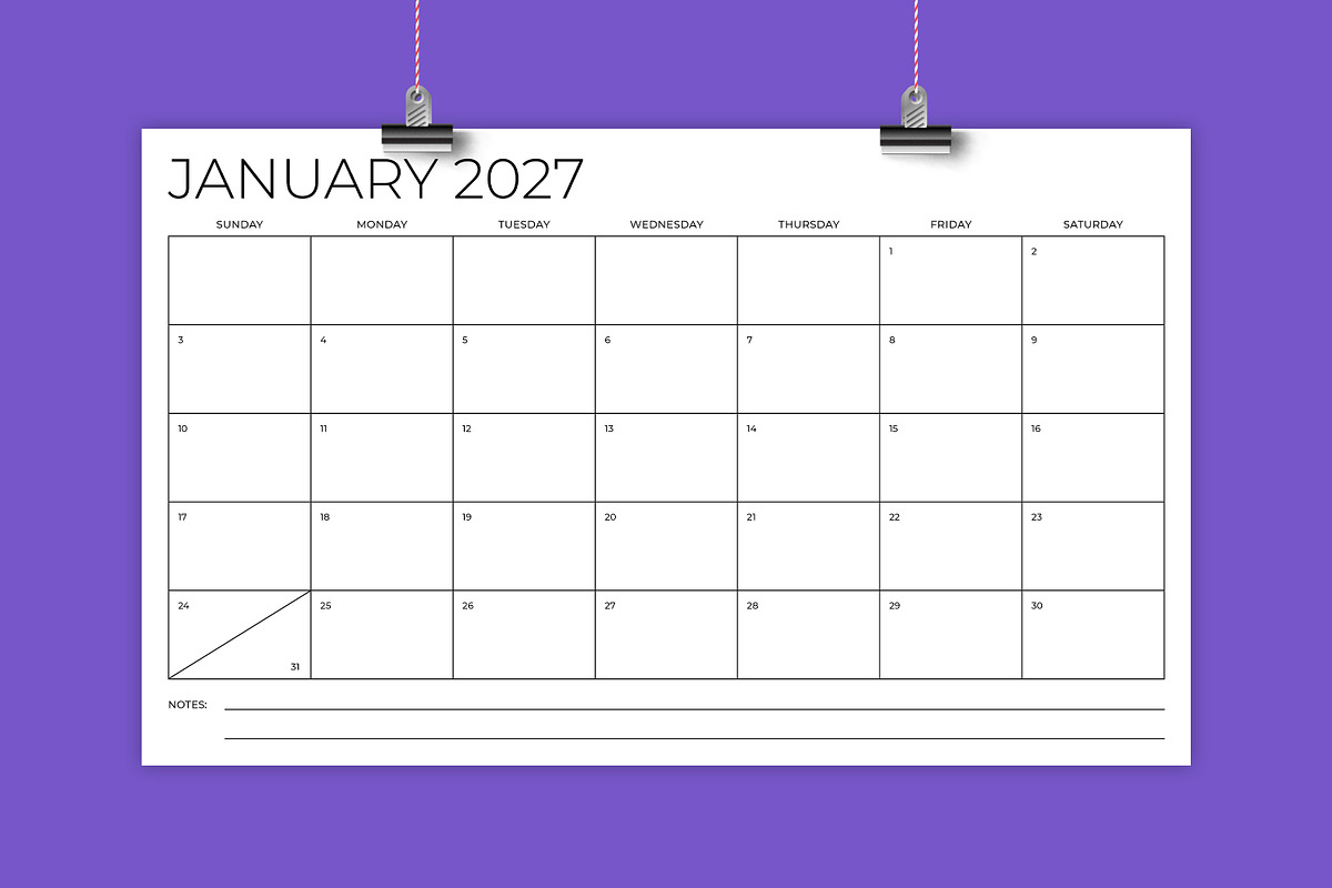2027 8.5 x 14 Inch Calendar Template, a Stationery Template by Running With Foxes (Photo 1 of 5)