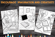 Book Lover Adult Coloring Pages, a Brochure Template by LA Design (Thumbnail 7 of 7)