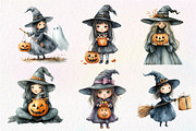 Halloween Cute Witch Clipart, an Illustration by Dream Creation (Thumbnail 4 of 6)