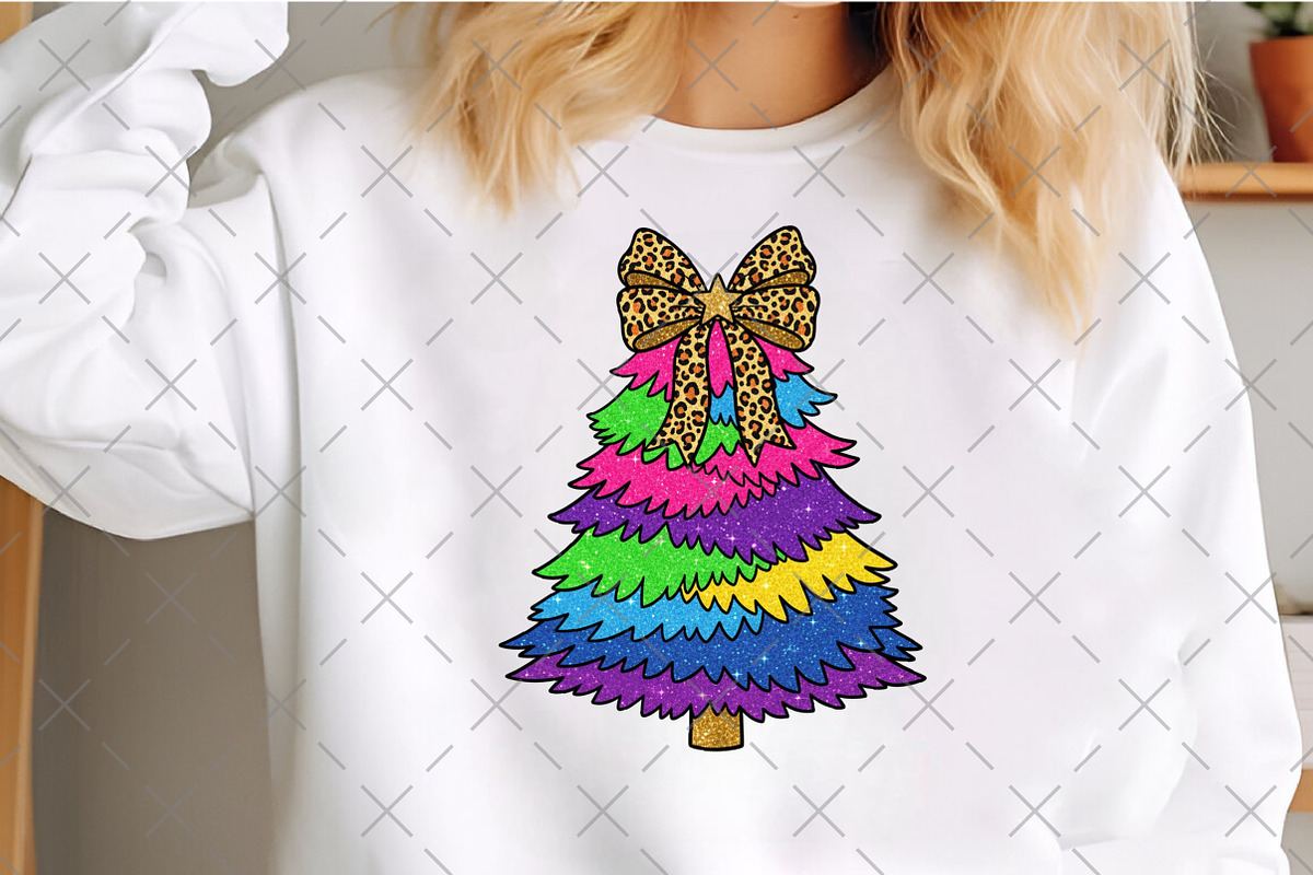 Rainbow Glitter Christmas Tree PNG, an Illustration by Craft Nest (Photo 3 of 6)