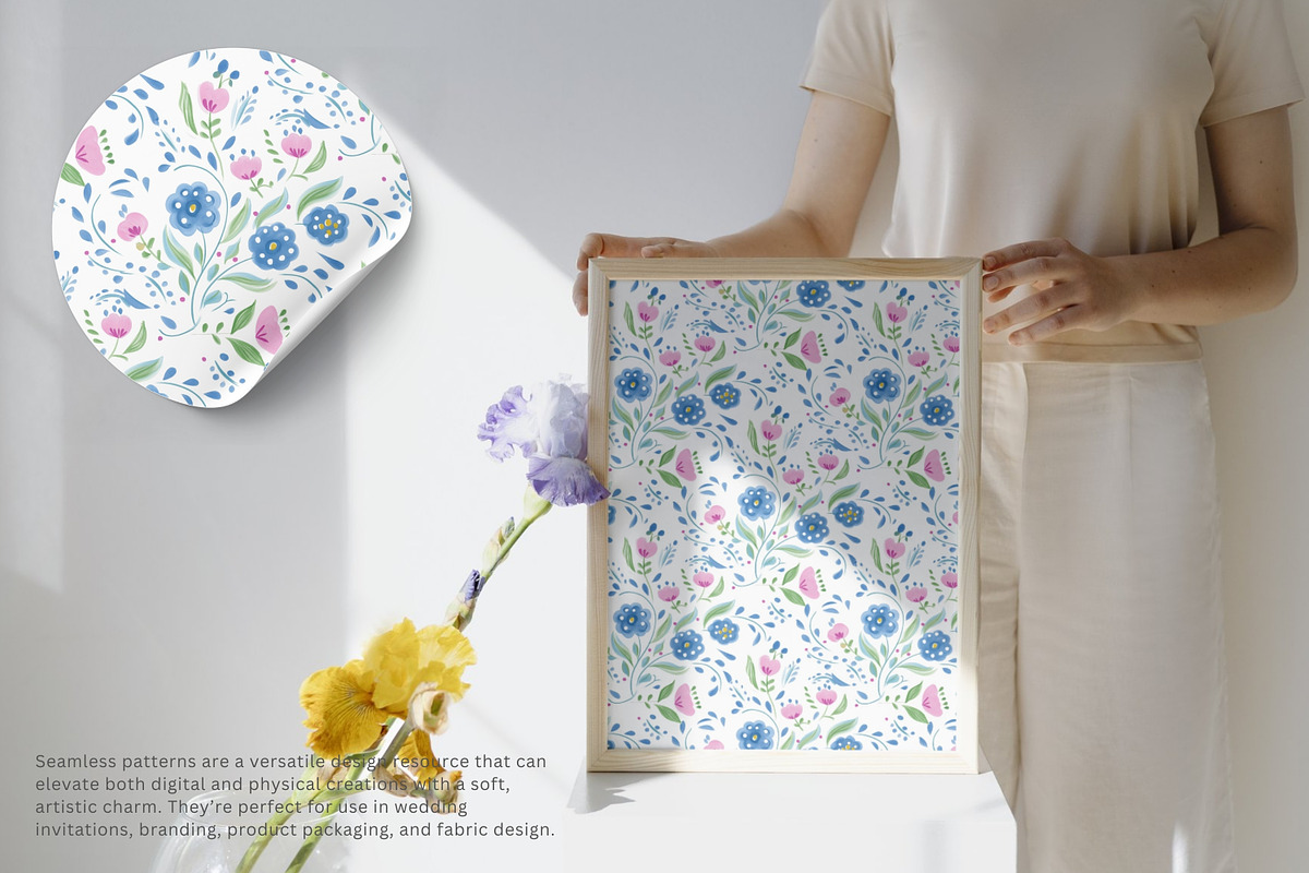 folk floral seamless pattern, a Pattern Graphic by Pink Studio Art (Photo 4 of 5)